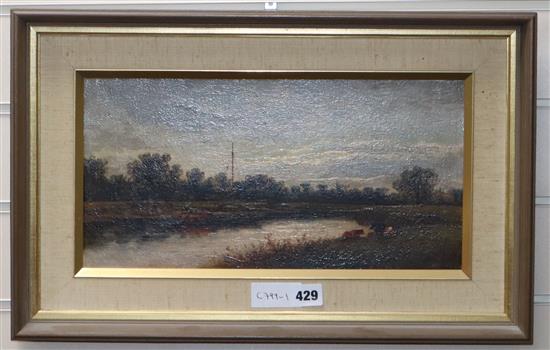 William Pitt (1855-1918), oil on canvas, The Severn above the lower loud, Tewkesbury, signed, inscribed verso